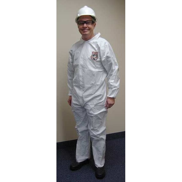 Disposable Coveralls, 25 PK, White, Microporous Fabric, Zipper