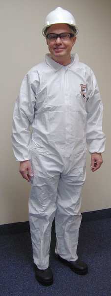 Collared Disposable Coveralls, 25 PK, White, Microporous Fabric, Zipper