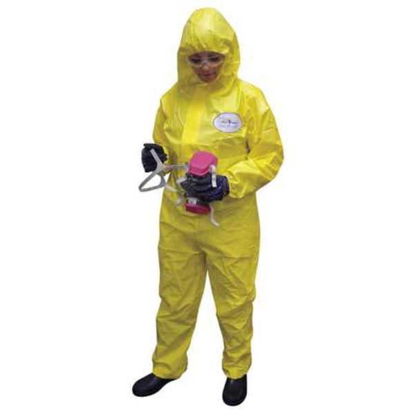 Hooded Chemical Resistant Coveralls, Yellow, Zipper