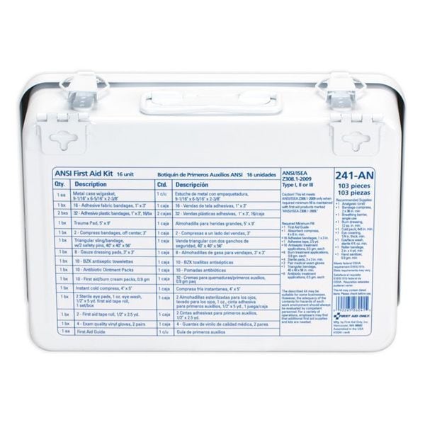 Unitized First Aid kit, Metal, 25 Person