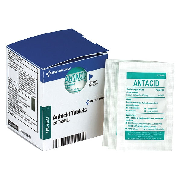 First Aid Kit Refill, Antacid, 2 Tablets Per Packet, 10 Packets Per Box