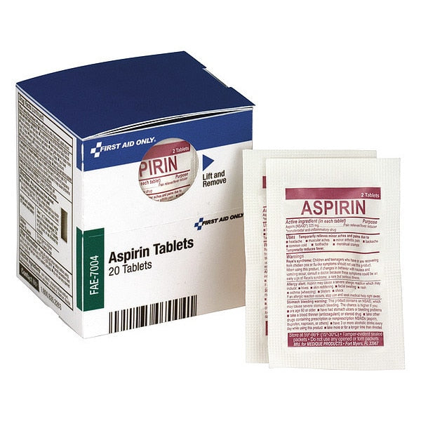 First Aid Kit Refill, Aspirin, 2 Tablets Per Packet, 10 Packets Per Box