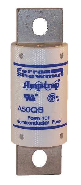 Semiconductor Fuse, Fast Acting, 175 A, A50QS Series, 500V AC, 500V DC, 3-5/8