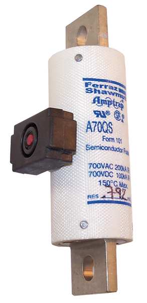 Semiconductor Fuse, Fast Acting, 150 A, A70QS Series, 700V AC, 700V DC, 4-3/8 in L x 1-1/4 in dia