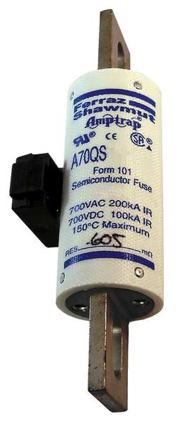 Semiconductor Fuse, Fast Acting, 200 A, A70QS Series, 700V AC, 700V DC, 4-3/8