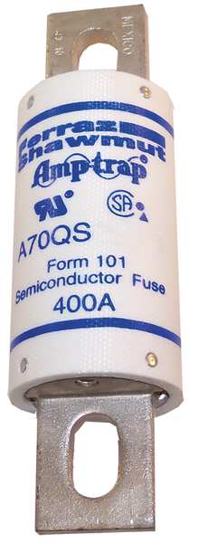 Semiconductor Fuse, Fast Acting, 400 A, A70QS Series, 700V AC, 700V DC, 5-1/16