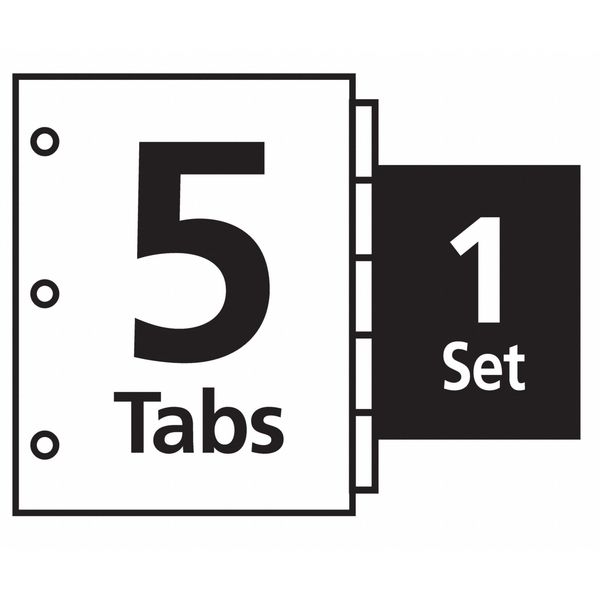 AveryÂ® Index MakerÂ® Clear Label Dividers 11416, 5-Tab Set, White