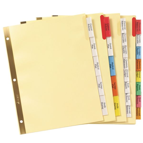 AveryÂ® Big Tabâ¢ Insertable Plastic Dividers 11901, 8 Multicolor Tabs, 1 Set