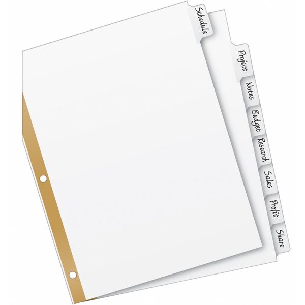 AveryÂ® Big Tabâ¢ Write & Erase Dividers 23078, 8 White Tabs, 1 Set