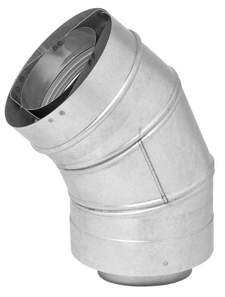 Vent Pipe Elbow, 45 Degree, 6In L, 3In Dia.