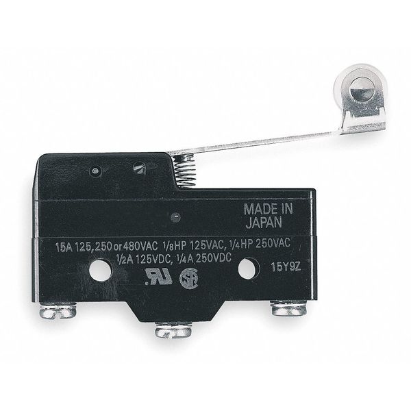 Industrial Snap Action Switch, Hinge Roller, Lever Actuator, SPDT, 20A @ 480V AC Contact Rating
