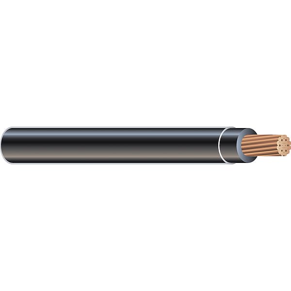 Building Wire, THHN, 6 AWG, 100 ft, Black, Nylon Jacket, PVC Insulation