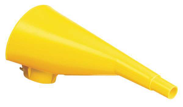 Funnel, 9 in Lg, 1 1/8 in Spout Outside Dia., Polyethylene, Yellow
