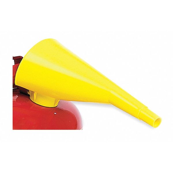 Funnel, 9 in Lg, 1 1/8 in Spout Outside Dia., Polyethylene, Yellow