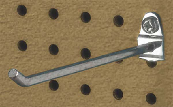6 In. Single Rod 30 Degree Bend Steel Pegboard Hook for 1/8 In. and 1/4 In. Pegboard 10 Pack