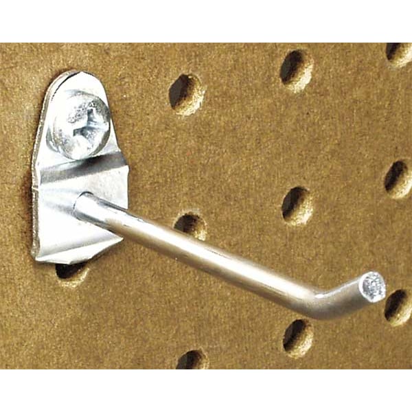 Single Rod Pegboard Hook, 2-1/2 in L, 1-1/2 in H, 3/4 in W, Circle, Steel, Silver