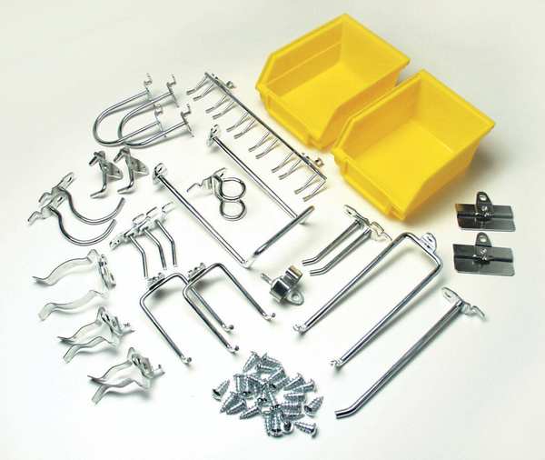 26 pc. Steel Pegboard Hook & Bin Assortment for 1/8 In. and 1/4 In. Pegboard (24 Asst Hooks & 2 Bins)