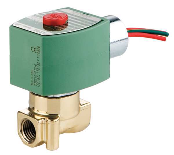 120V AC Brass Fuel Oil Solenoid Valve, Normally Closed, 1/4 in Pipe Size