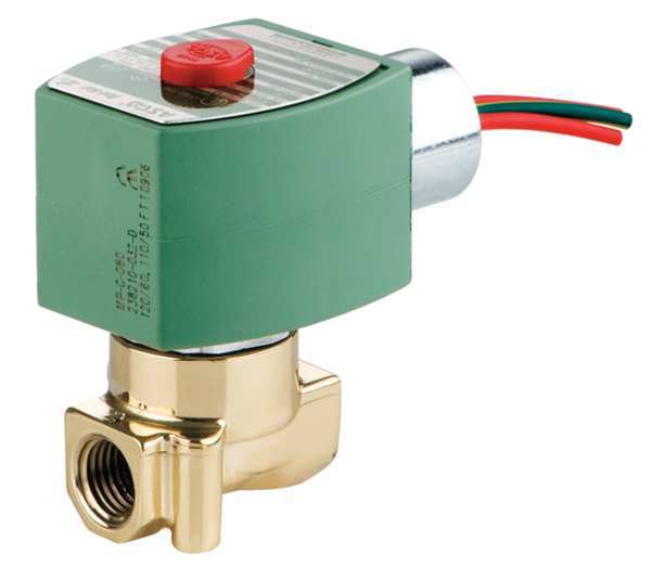 120V AC Brass Solenoid Valve, Normally Closed, 1/4 in Pipe Size