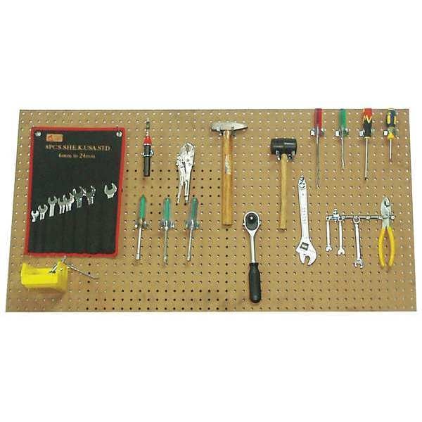 Round Hole Pegboard, 24 in H x 48 in W x 1/4 in D, 2 Panels
