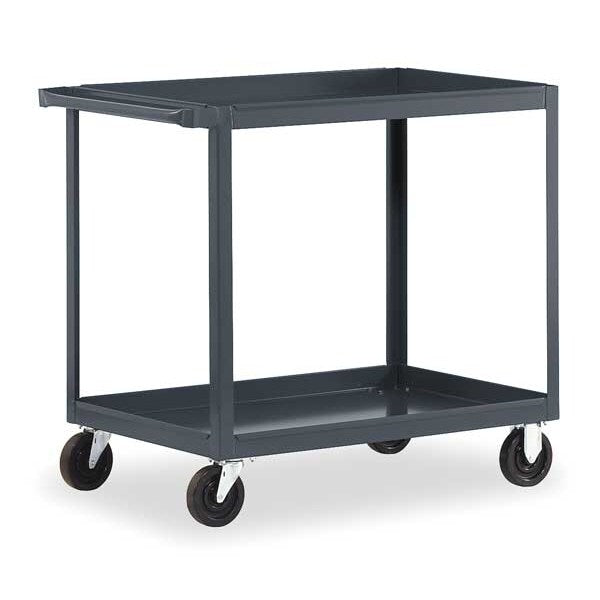 Steel Utility Cart with Lipped Metal Shelves, Flat, 2 Shelves, 1,200 lb