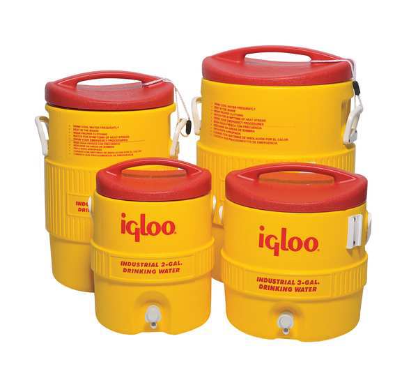 Beverage Dispenser, 3 gal Cooler Capacity, 14 in Exterior Ht, 13 1/2 in, Yellow