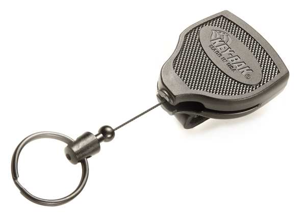 Key Reel, Split Ring Type, 1 1/4 in Ring Size, Black