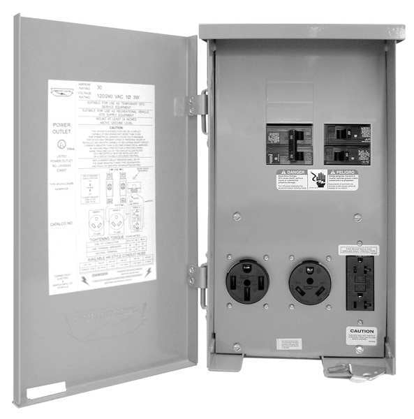 Outlet, Outdoor GFCI, 80 A, Gray, 120/240VAC