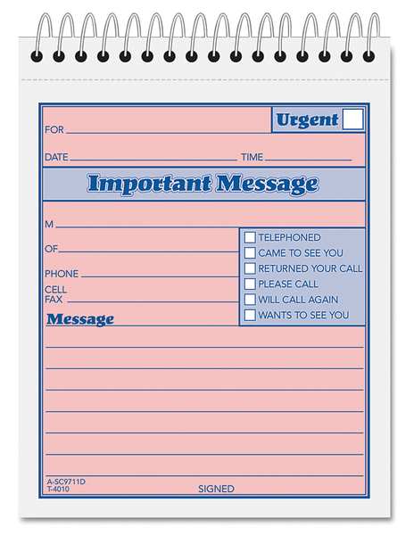 Telephone Message Book, 4-1/4 x 5-1/2