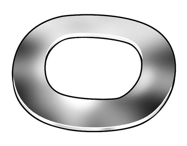 Wave Washer, Fits Bolt Size 1/4 in Spring Steel, Plain Finish, 50 PK