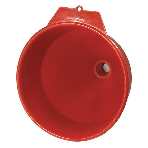 Spout Funnel with Screen, 192 fl oz Fluid Capacity, 8 1/4 in Overall Dia, Polyethylene, Red