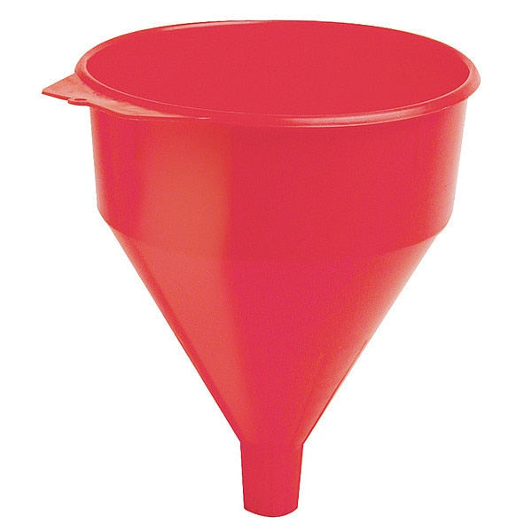 Spout Funnel with Screen, 192 fl oz Fluid Capacity, 8 1/4 in Overall Dia, Polyethylene, Red