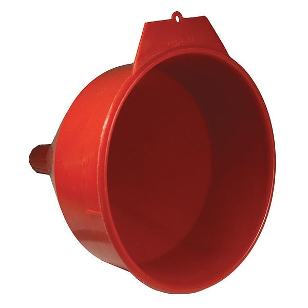 Spout Funnel with Screen, 192 fl oz Fluid Capacity, 8 1/4 in Overall Dia, Polyethylene, Red