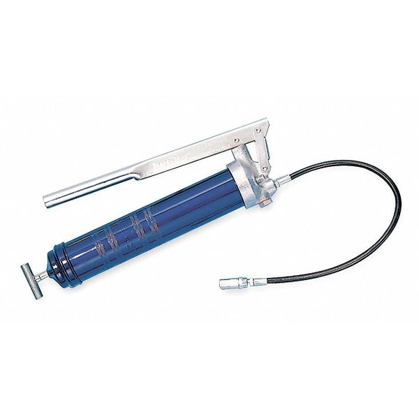 Lever Grease Gun Handle, Flex Hose, 28 Strokes per oz., 16 oz Bulk Capacity