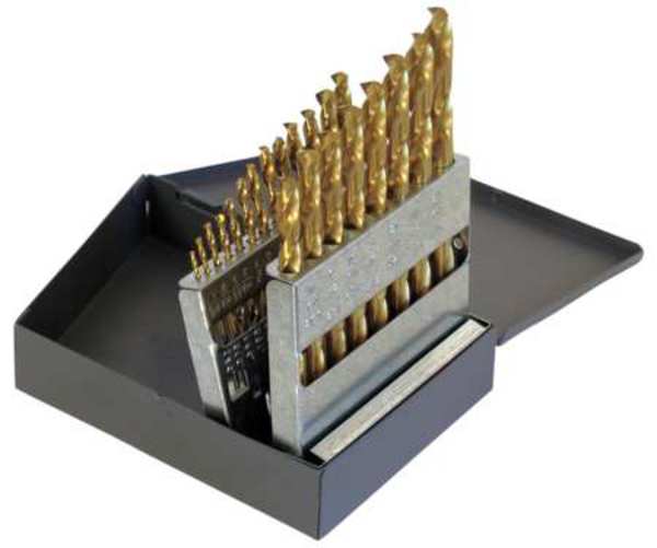 21PC 135Â° Heavy-Duty Jobber Length Drill Set Chicago-Latrobe 150ASP-TN TiN HSS 1/16-3/8x1/64