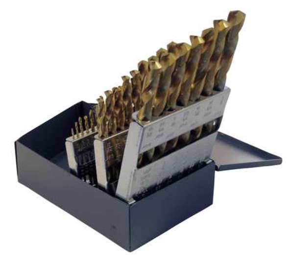 29PC 135Â° Heavy-Duty Jobber Length Drill Set Chicago-Latrobe 150ASP-TN TiN HSS 1/16-1/2x1/64