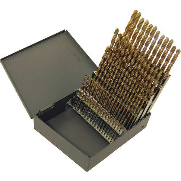 26PC 135Â° Heavy-Duty Jobber Length Drill Set Chicago-Latrobe 150ASP-TN TiN HSS #1-#60