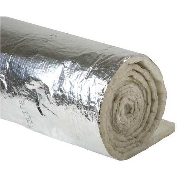 Duct Insulation Wrap, 25 ft L x 48 in W, Thickness 1 1/2 in, Fiberglass