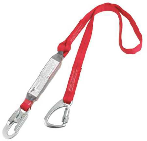 Shock Absorbing Lanyard, 6 ft., 310 lb. Weight Capacity, Red