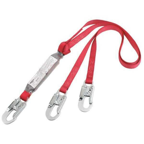 Shock Absorbing Lanyard, 6 ft., 310 lb. Weight Capacity, Red