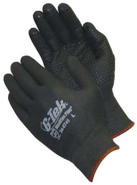 Coated Gloves, L, Black, Nylon, PK12