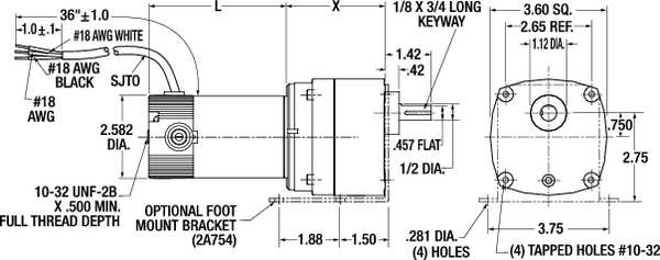 DC Gearmotor, 100.0 in-lb Max. Torque, 20 RPM Nameplate RPM, 90V DC Voltage