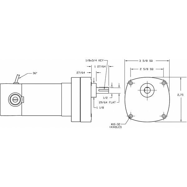 DC Gearmotor, 100.0 in-lb Max. Torque, 20 RPM Nameplate RPM, 90V DC Voltage