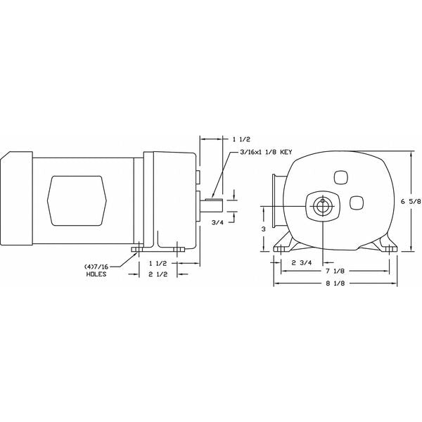 AC Gearmotor, 1,087.0 in-lb Max. Torque, 5.4 RPM Nameplate RPM, 115V AC Voltage, 1 Phase
