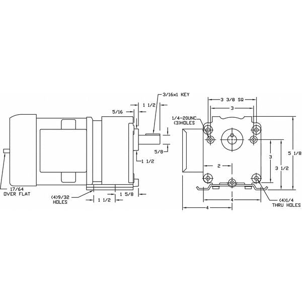 AC Gearmotor, 60.0 in-lb Max. Torque, 161 RPM Nameplate RPM, 115/230V AC Voltage, 1 Phase