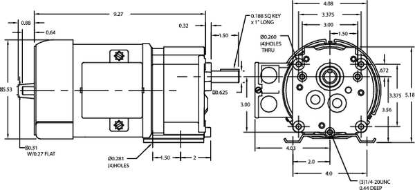 AC Gearmotor, 210.0 in-lb Max. Torque, 41 RPM Nameplate RPM, 115/230V AC Voltage, 1 Phase