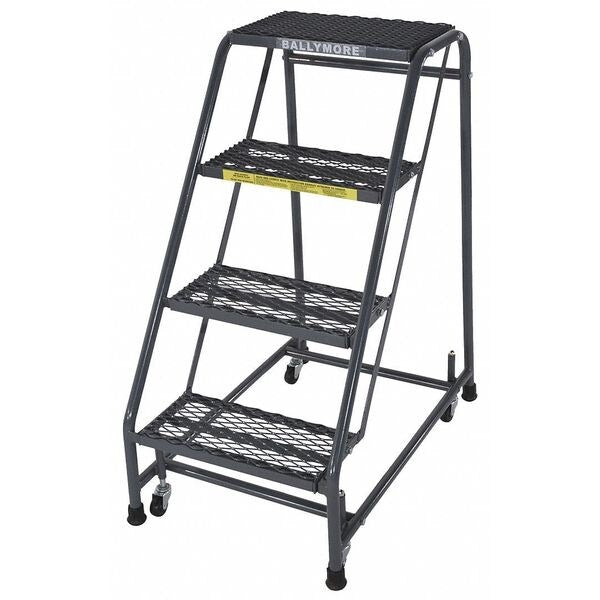38 in H Steel Rolling Ladder, 4 Steps