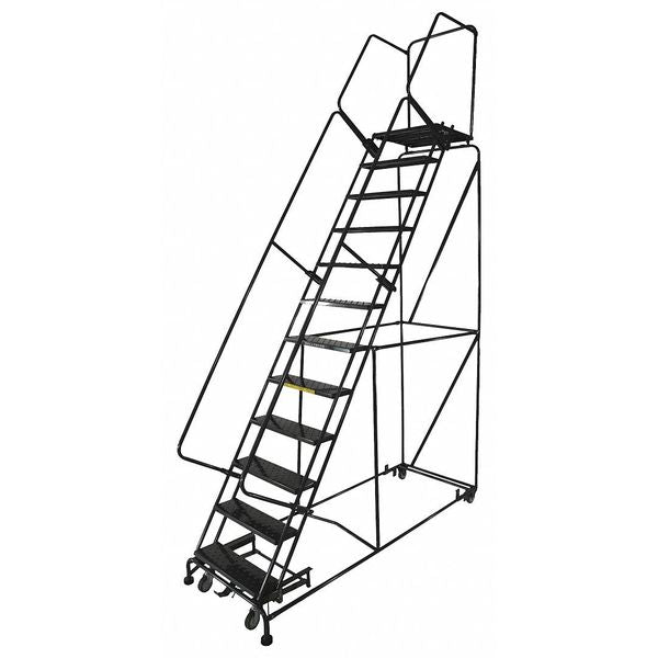 153 in H Steel Rolling Ladder, 12 Steps