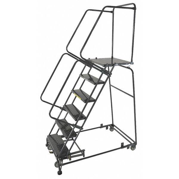 93 in H Steel Rolling Ladder, 6 Steps