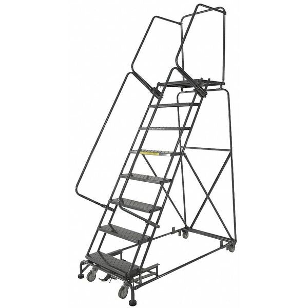 113 in H Steel Rolling Ladder, 8 Steps